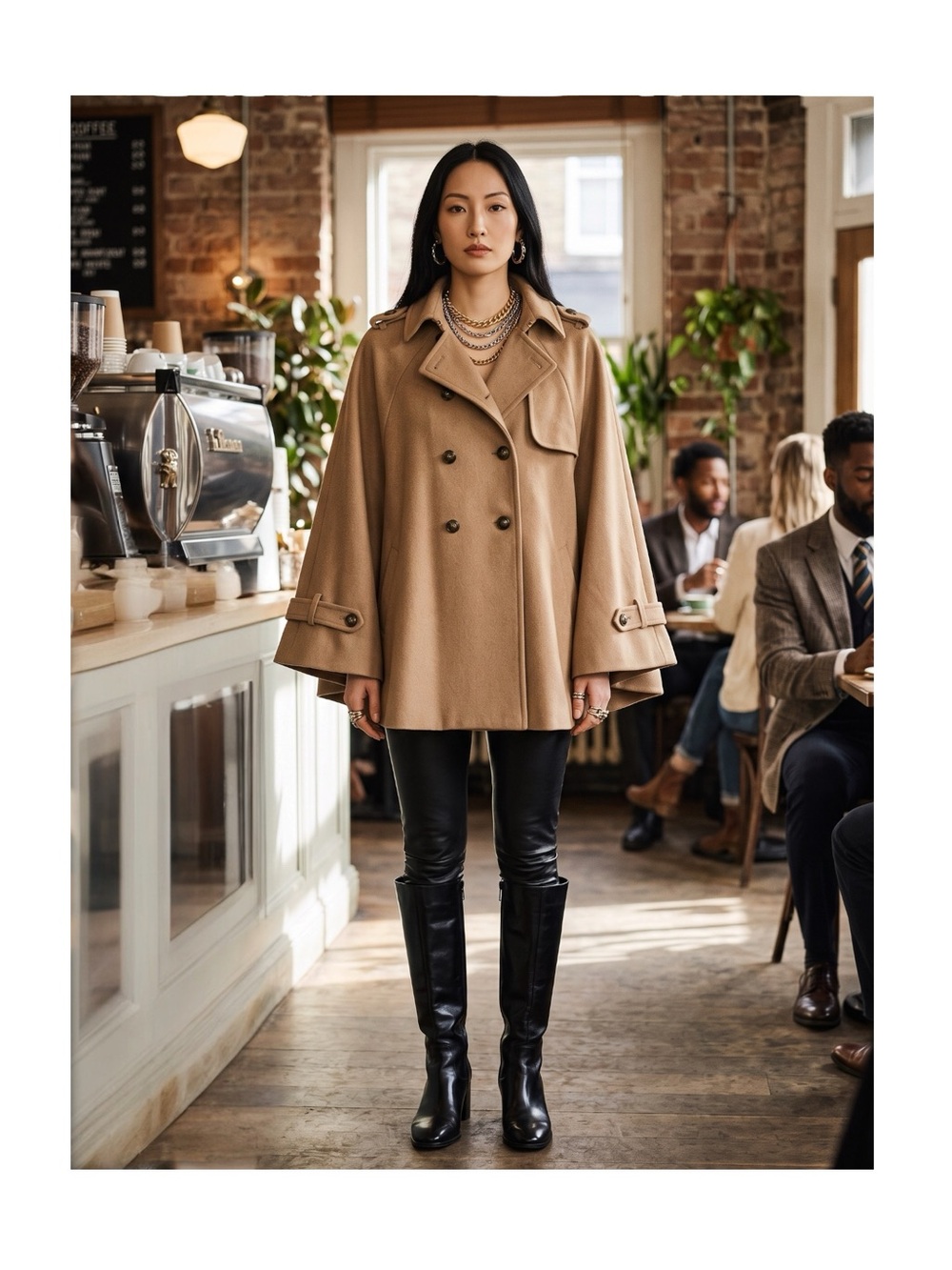 Sashimi ミ★ Celeb Style Ultimate Military Style Wool Blend Cape ミ★ Camel ミ★ M L